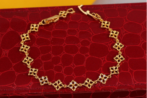 Браслет Xuping Jewelry квадрати з чотирма пелюстками в середині 19,5 см 7 мм золотистий