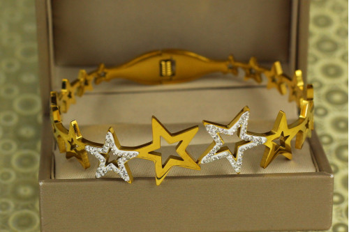 Браслет бенгл Xuping Jewelry жорсткий Crystal Star 60 мм на руку від 17 до 19 см лимонний