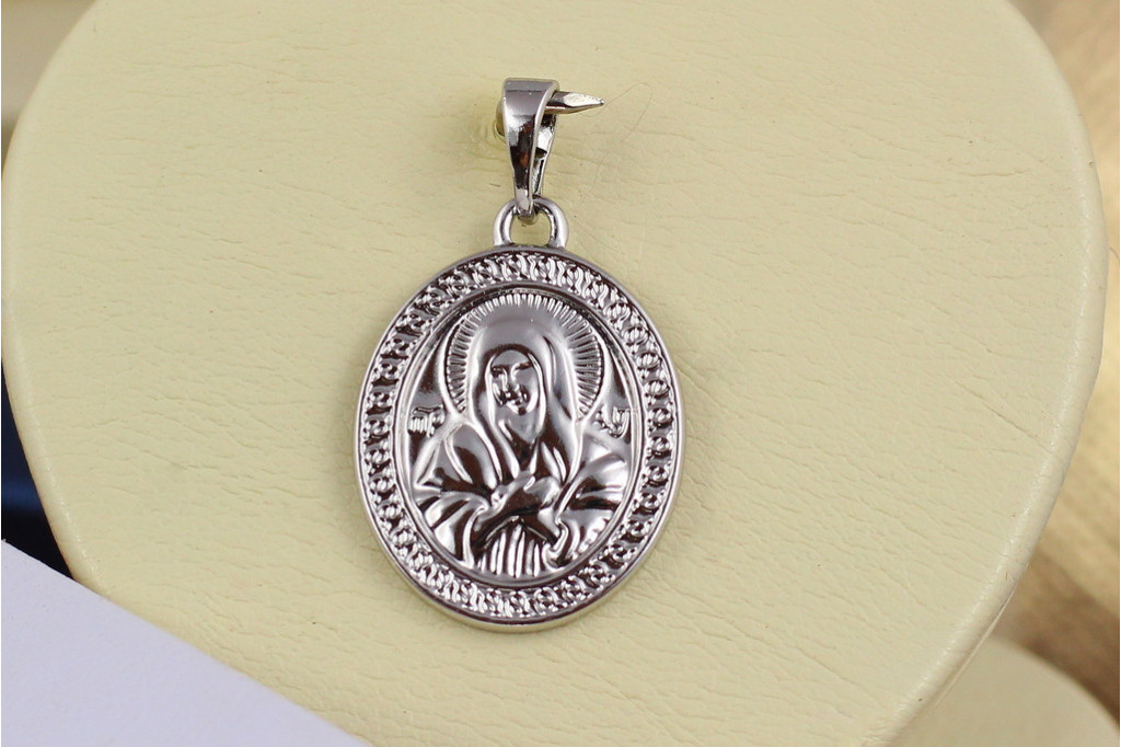 Ладанка Xuping Jewelry  овальная ажурный кант Иисус молится 2 см серебристая