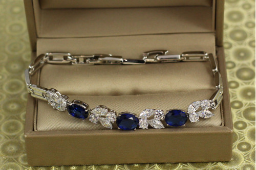 Браслет Xuping Jewelry Зіркопад із синіми каменями 21,5 см 7 мм сріблястий