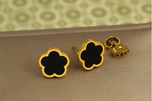Сережки Stainless steel гвоздики Black Blossom лимонні