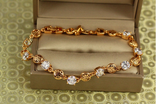 Браслет Xuping Jewelry Дзен з каменями 22 см 6 мм золотистий