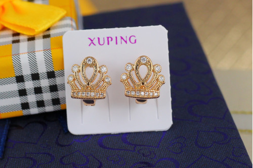 Сережки Xuping Jewelry корони 1 см золотисті