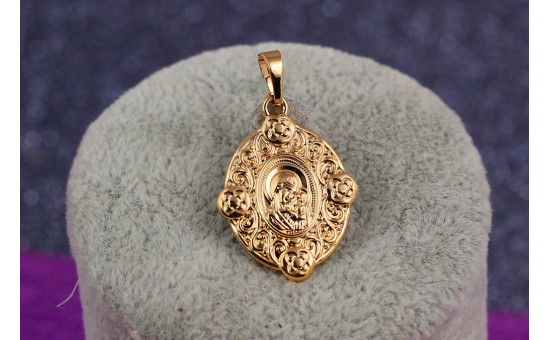 Ладанка Xuping Jewelry овальна з хвилястими краями Марія схилила голову до немовля2 см золотиста