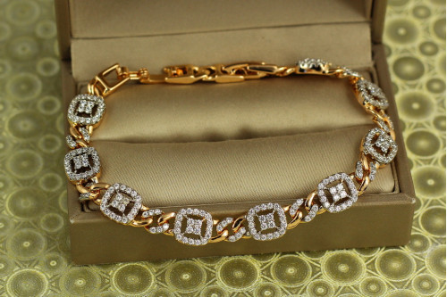Браслет Xuping Jewelry Матриця сяйва з родієм 17 см 8 мм золотистий