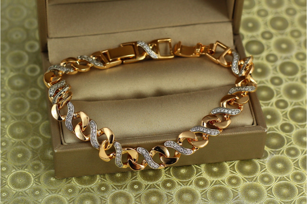 Браслет Xuping Jewelry Рівелі з родієм 21 см 8 мм золотистий
