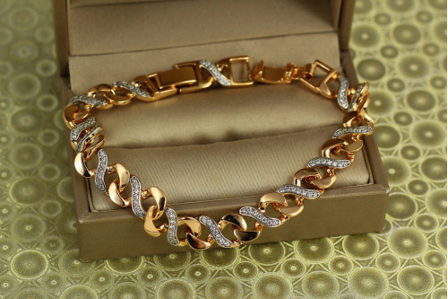 Браслет Xuping Jewelry Рівелі з родієм 21 см 8 мм золотистий
