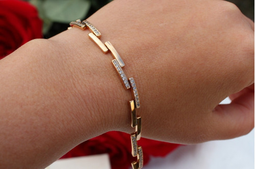 Браслет Xuping Jewelry Шахматка 21 см 6 мм золотистий