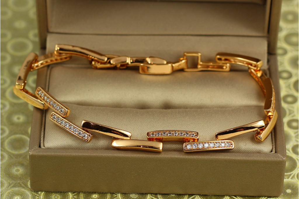 Браслет Xuping Jewelry Шахматка 21 см 6 мм золотистий