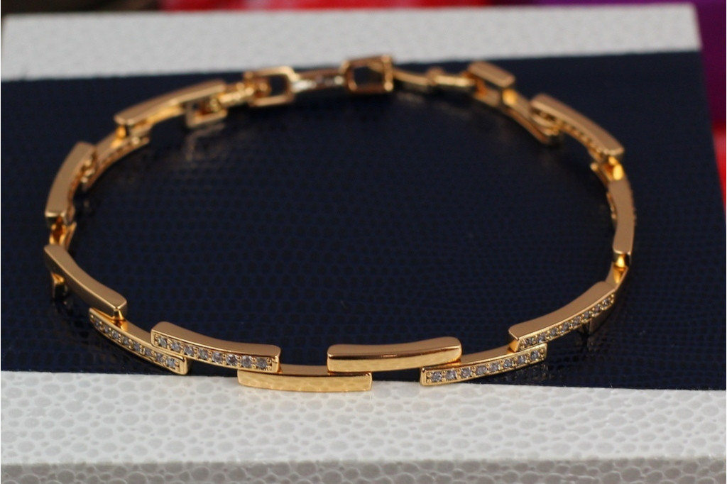 Браслет Xuping Jewelry Шахматка 21 см 6 мм золотистий