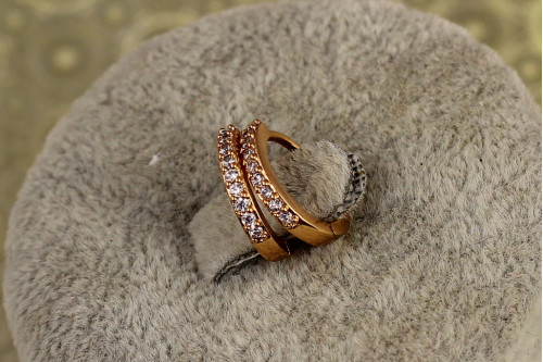 Сережки Xuping Jewelry кільця з камінням Адажио 1,2 см золотисті