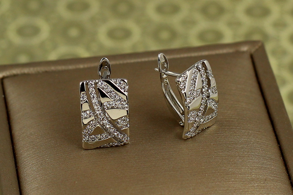 Сережки Xuping Jewelry Крижана мозаїка 1,5 см сріблясті