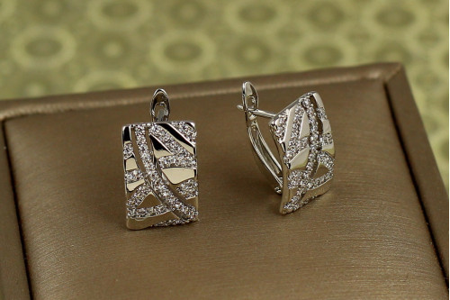 Сережки Xuping Jewelry Крижана мозаїка 1,5 см сріблясті