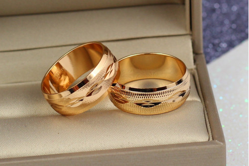 Обручка Xuping Jewelry гранований малюнок крапелька 8 мм р16 золотиста