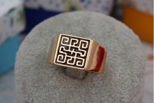Печатка Xuping Jewelry 19,20,21,22 квадратна лабіринт золотиста 23