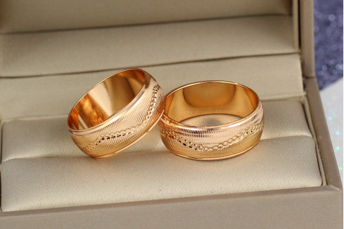 Обручка Xuping Jewelry гранований малюнок крапки хвилею 8 мм р 16,17,18,19,20 золотиста 20