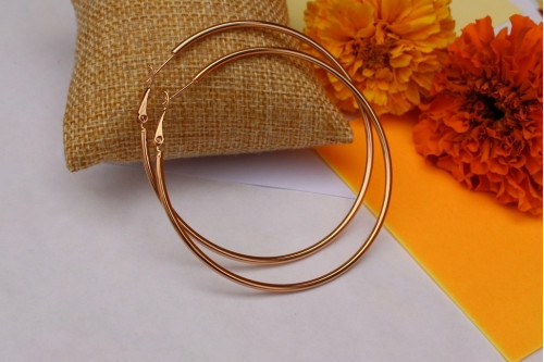 Сережки кільця Xuping Jewelry 6 см гладкі золотисті