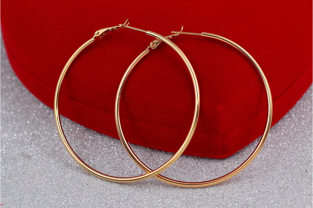 Сережки кільця Xuping Jewelry 6 см гладкі золотисті