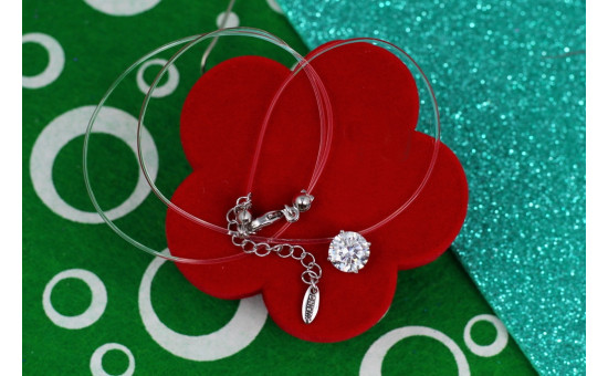 Леска Xuping Jewelry  камень 8 мм 40 см добавка 5 см серебристая