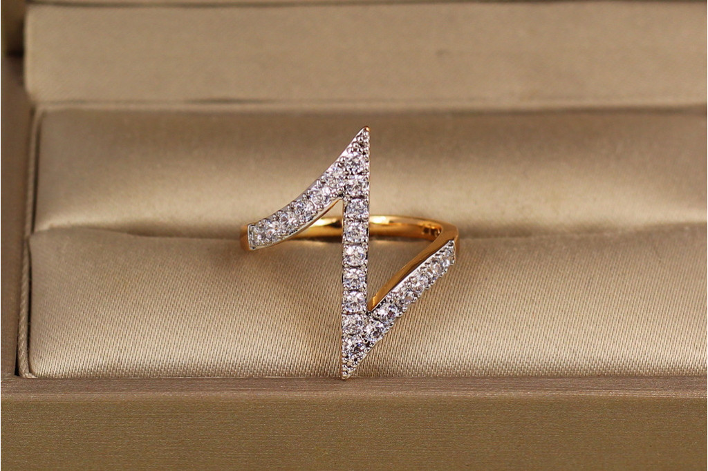 Кільце Xuping Jewelry зигзаг з родієм р 17 золотисте