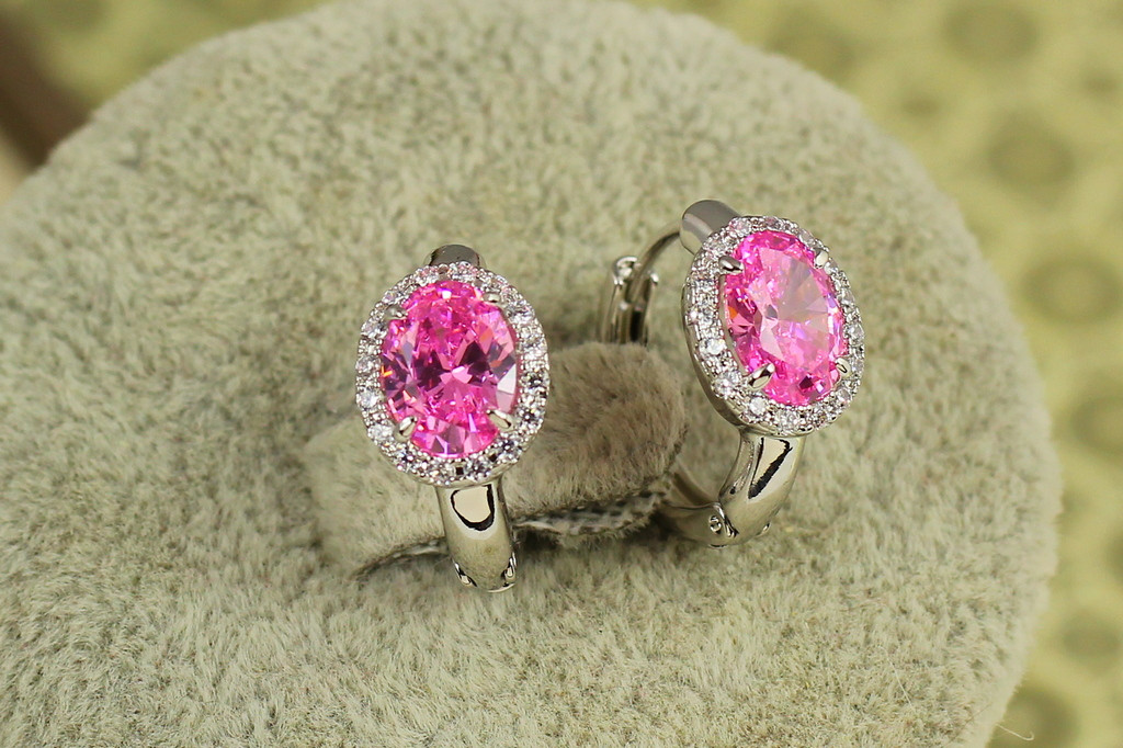 Набір Xuping Jewelry Малинки з рожевим каменем сріблястий