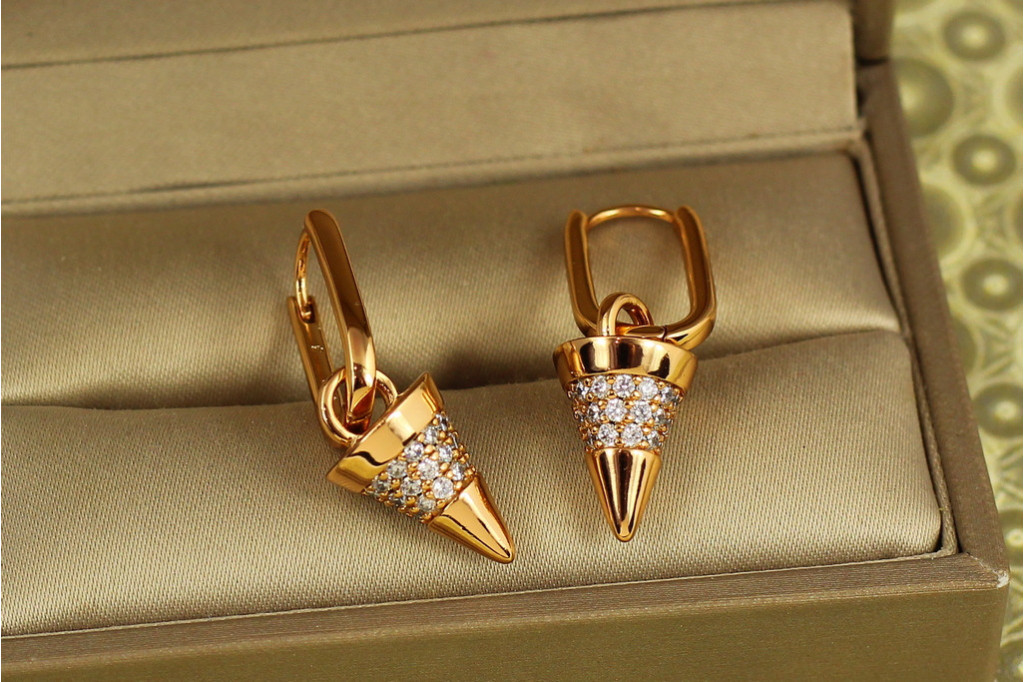 Сережки підвіски Xuping Jewelry конус 3,3 см золотисті