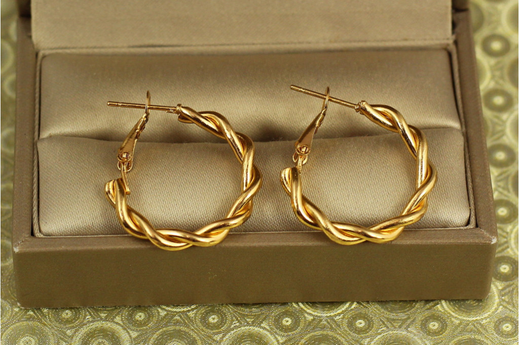 Сережки кільця Хuping Jewelry спіраль 2,5 см золотисті