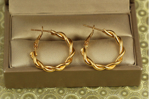 Сережки кільця Хuping Jewelry спіраль 2,5 см золотисті
