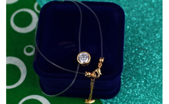 Леска Xuping Jewelry с кулоном в ободке 9 мм 40 см добавка 5 см золотистая