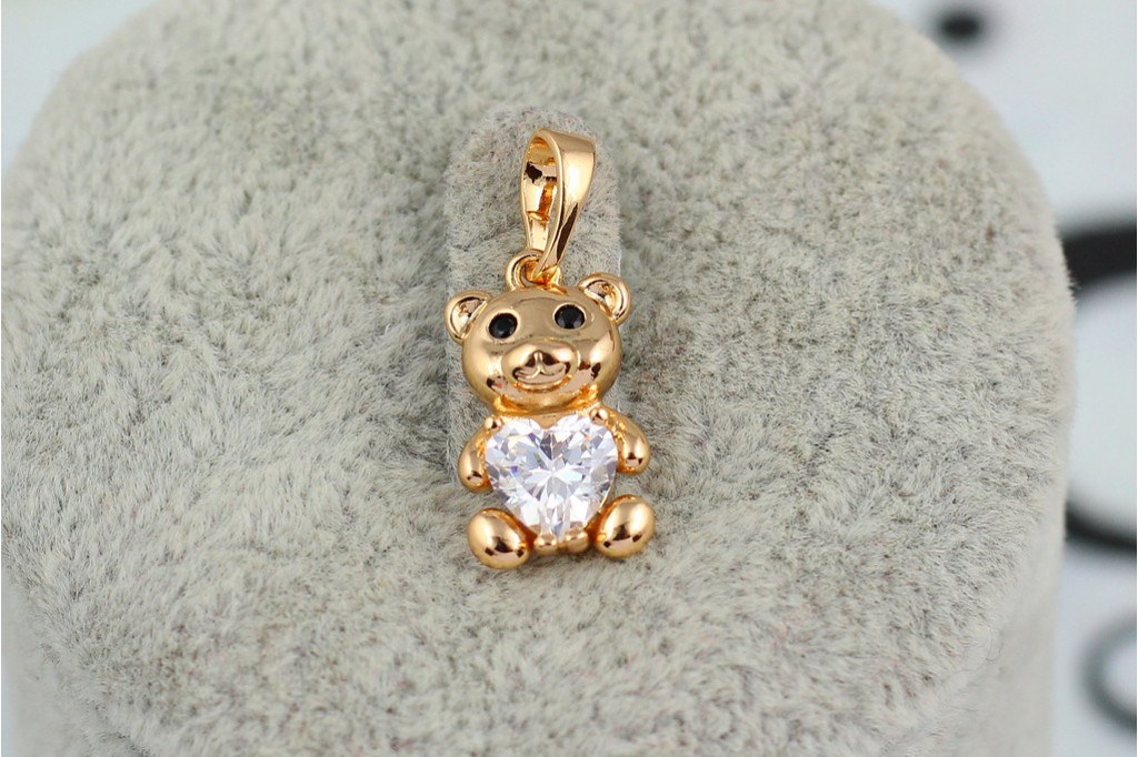 Кулон Xuping Jewelry мишка с камнем сердечко 1,5 см золотистый