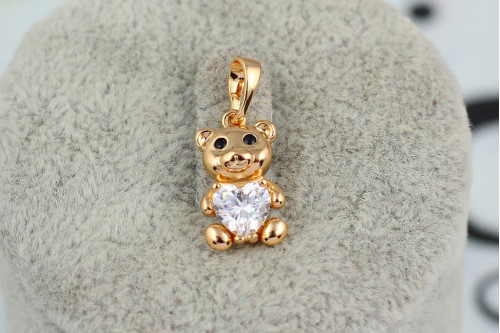 Кулон Xuping Jewelry мишка с камнем сердечко 1,5 см золотистый