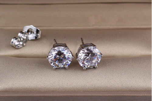 Серьги гвоздики Xuping Jewelry на шесть креплений 9 мм серебристые
