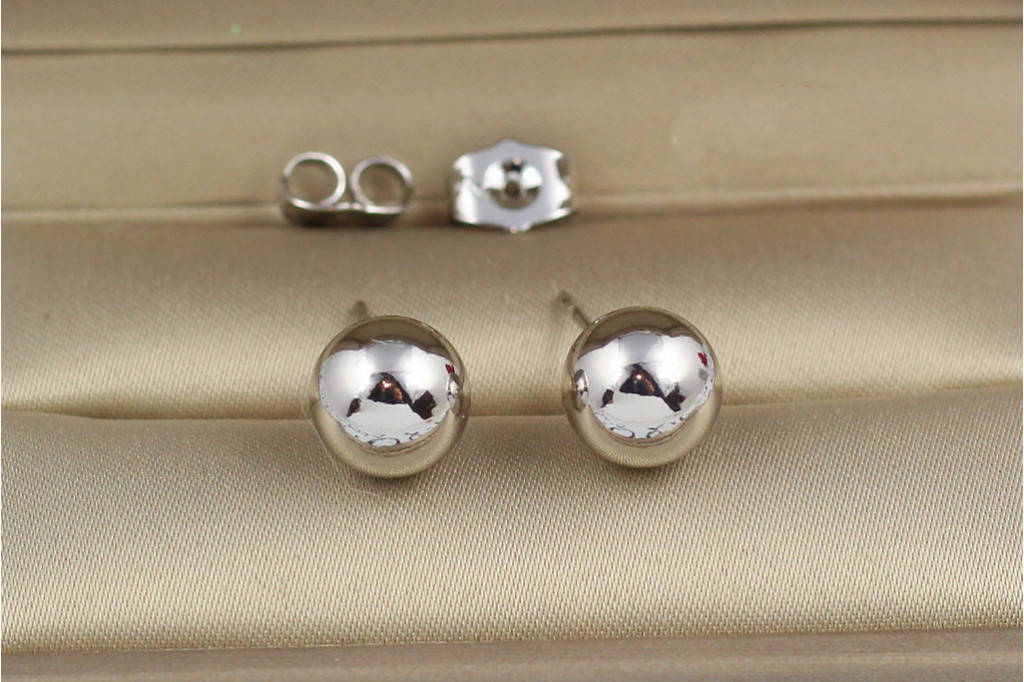 Серьги гвоздики Xuping Jewelry  шарики 8 мм серебристые