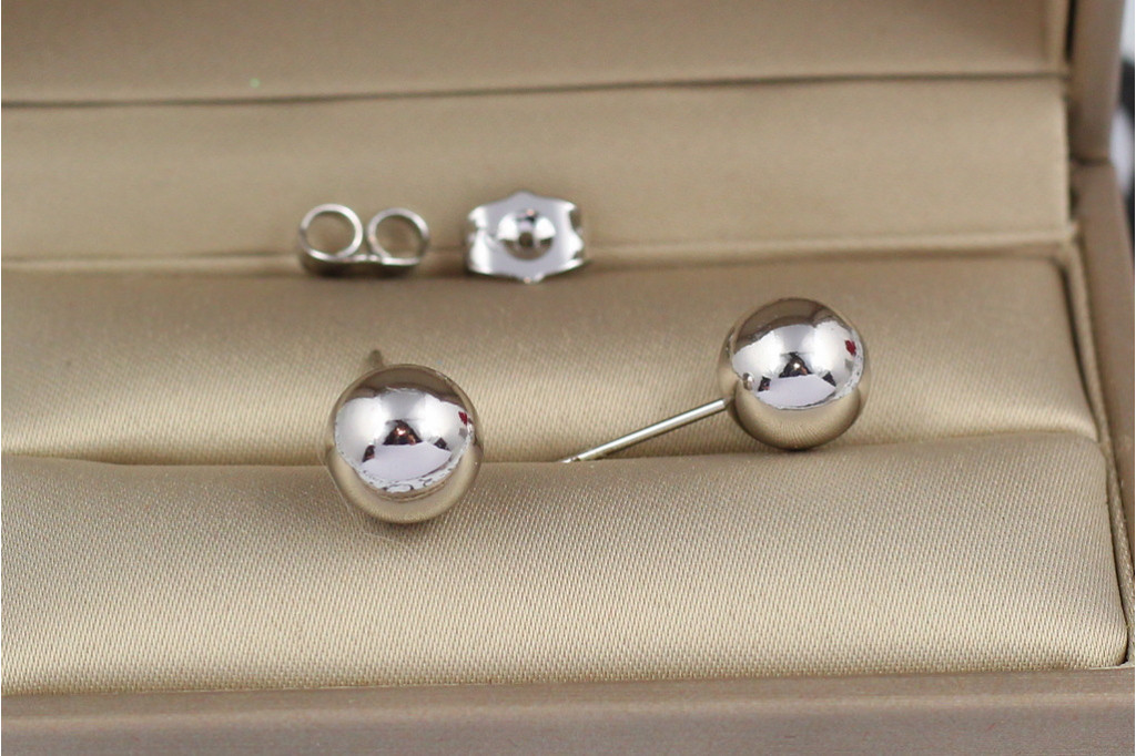 Серьги гвоздики Xuping Jewelry  шарики 8 мм серебристые