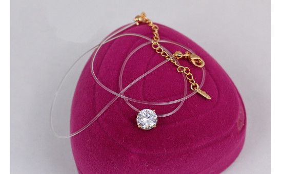 Леска Xuping Jewelry с кулоном камень 8 мм 40 см добавка 5 см золотистая