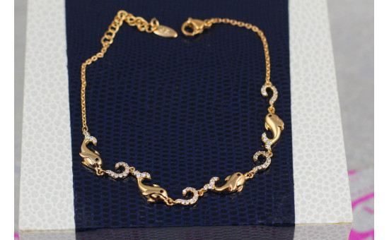 Браслет Xuping Jewelry з дельфінами 18 см 5 мм домішка ланцюга 3 см золотистий