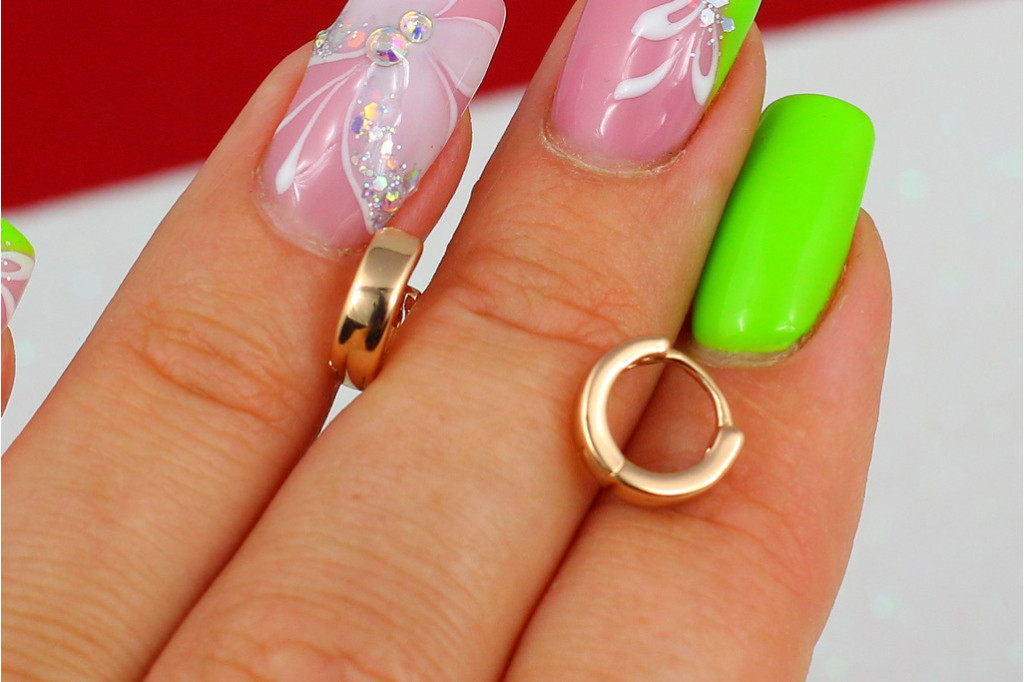 Серьги Xuping Jewelry широкие колечки 8 мм  золотистые