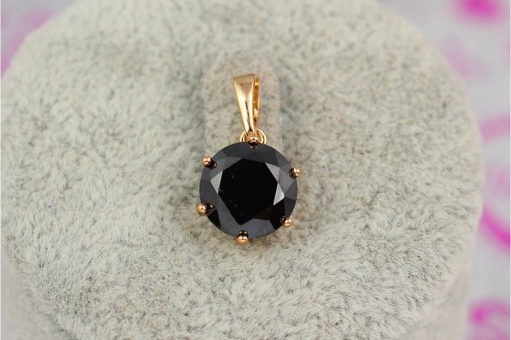 Кулон Xuping Jewelry чорний камінь на шість кріплень 10 мм золотистий