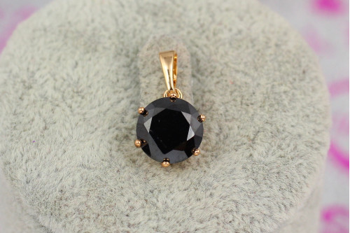 Кулон Xuping Jewelry черный камень на шесть креплений 10 мм золотистый