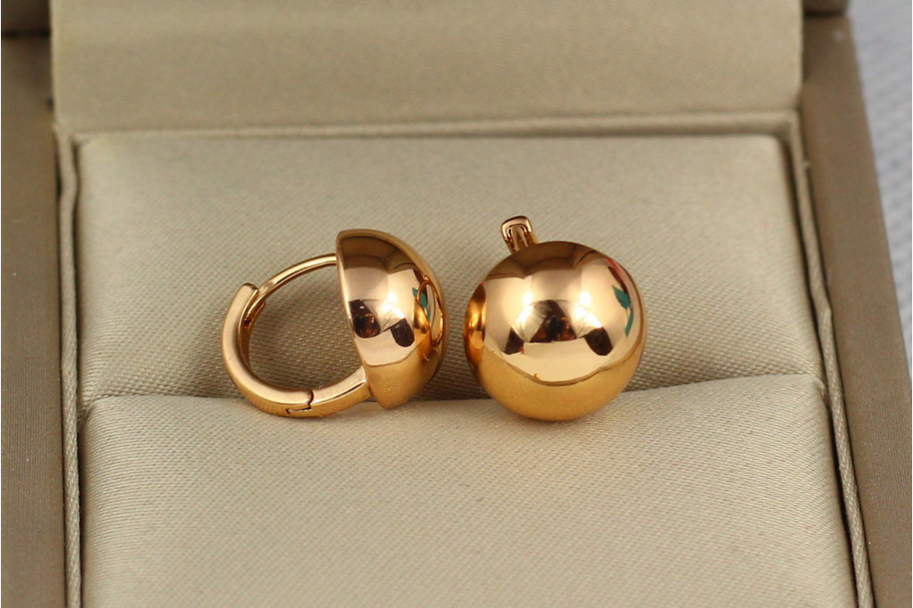 Серьги Xuping Jewelry шарики 12 мм золотистые