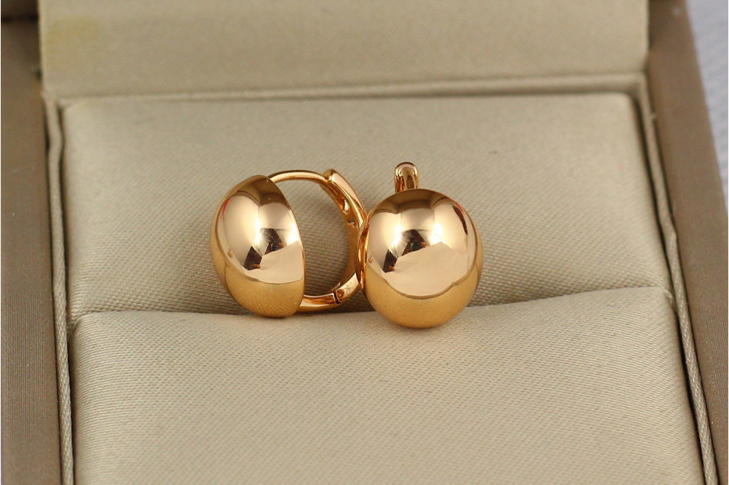 Серьги Xuping Jewelry овальные шарики 12 мм золотистые