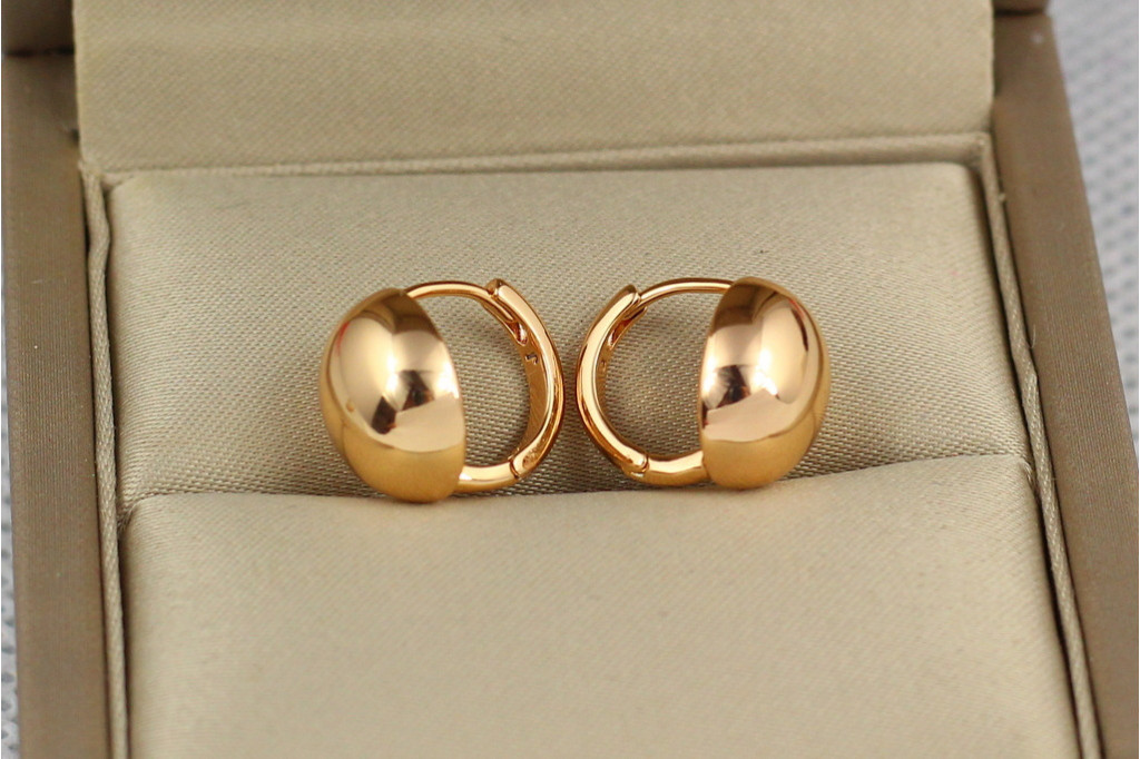 Серьги Xuping Jewelry овальные шарики 12 мм золотистые