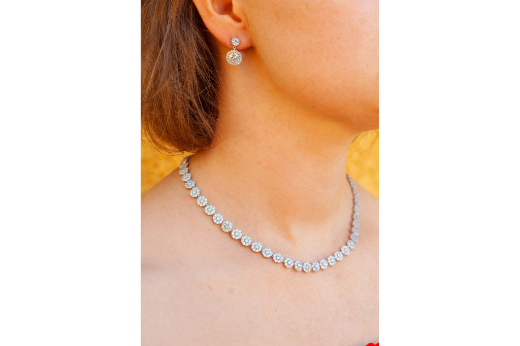 Комплект Кольє і сережки Xuping Jewelry Анабель сріблястий