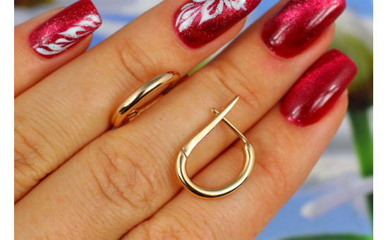 Сережки Xuping Jewelry овальні кільця 1,5 см золотисті