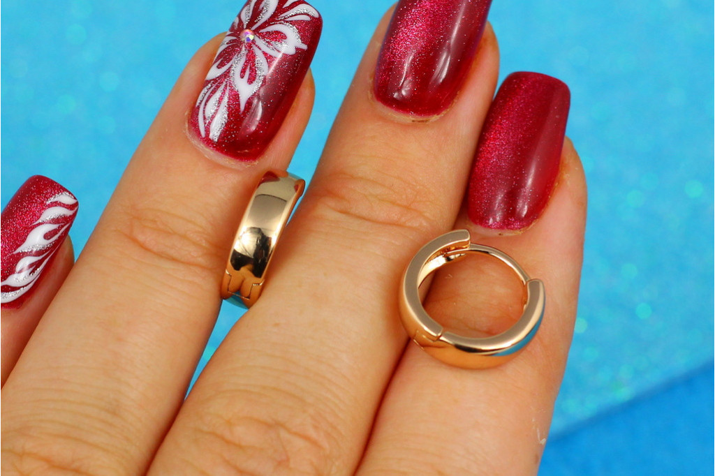 Сережки Xuping Jewelry колечка 1,3 см 4 мм золотисті