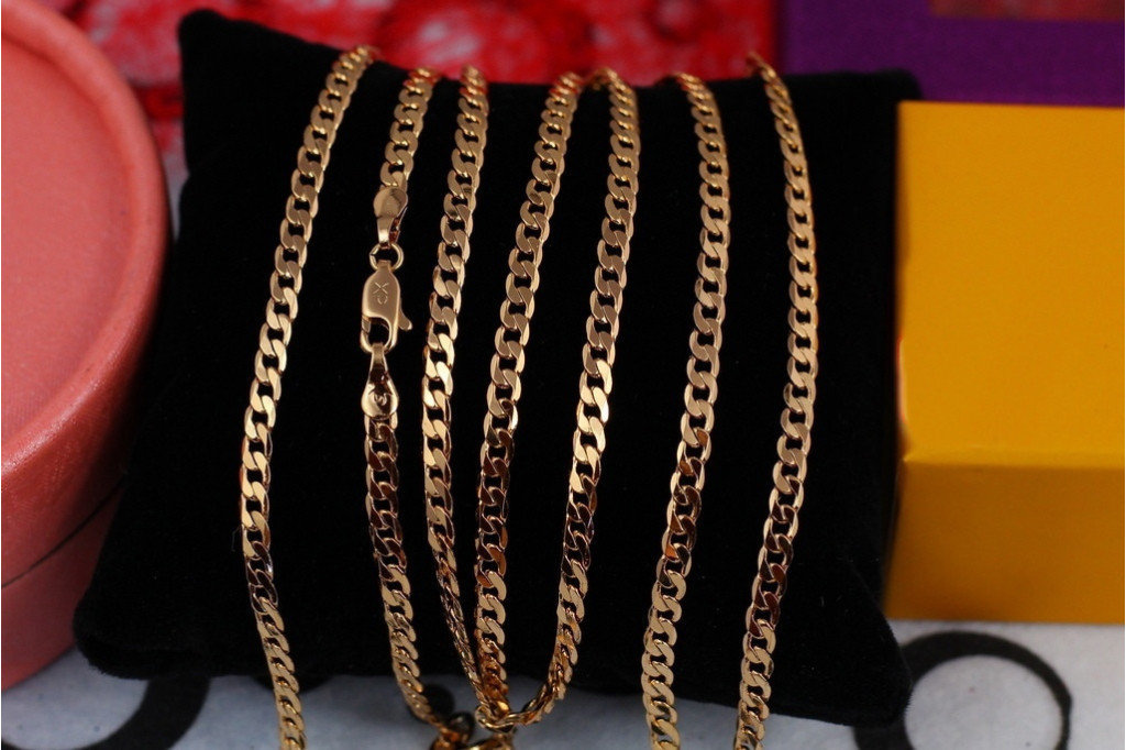 Ланцюг Xuping Jewelry панцирне плетіння з квадратними ланками 60 см 3 мм золотистий
