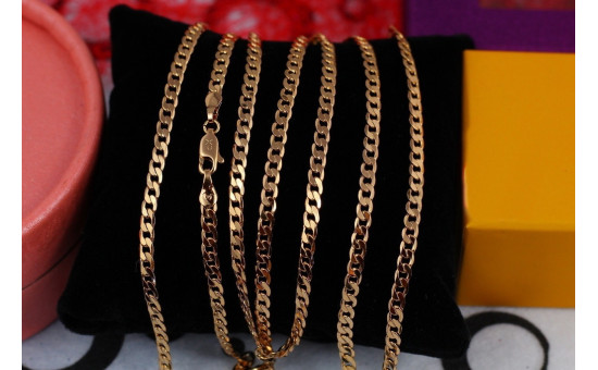 Ланцюг Xuping Jewelry панцирне плетіння з квадратними ланками 60 см 3 мм золотистий