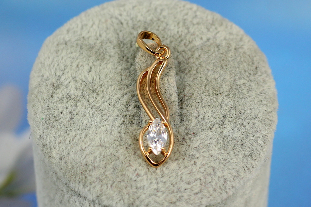 Кулон Xuping Jewelry волна с миндалевидным камнем  2,7 см золотистый