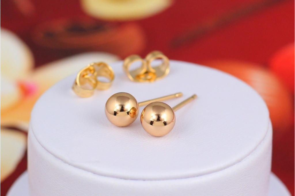 Серьги гвоздики Xuping Jewelry шарики 6 мм золотистые