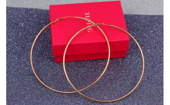 Серьги кольца Хuping Jewelry гладкие 9,5 см золотистые
